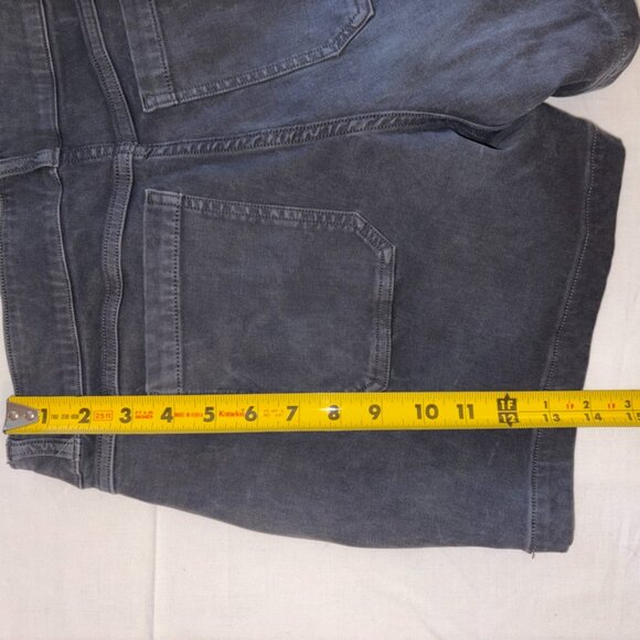 SPANX Black Gray Pull-On Slimming Denim Shorts Accent Stripe Comfortable size L - Picture 6 of 9